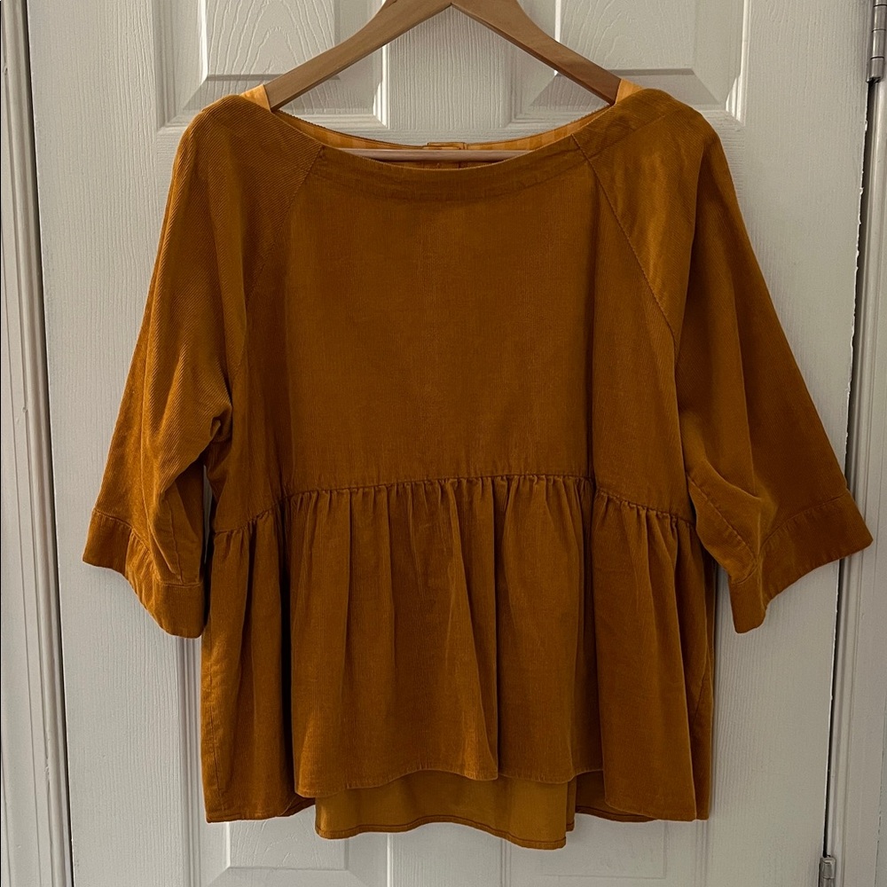 Anthropologie Corduroy Peplum Top